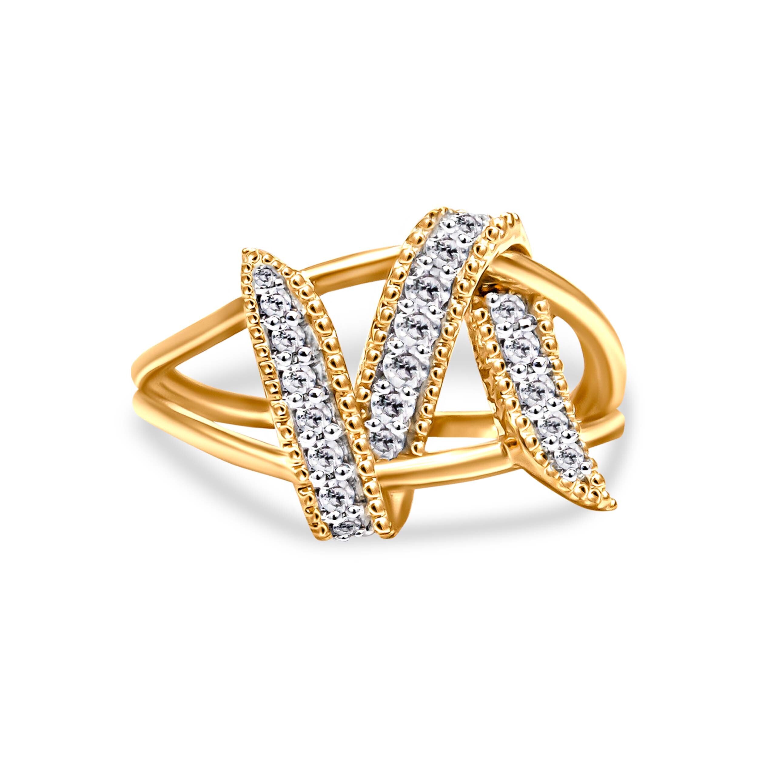 14k Yellow Gold Plated .925 Sterling Silver 1/4 Cttw Diamond Interlocking